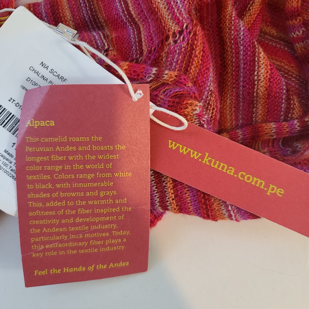 Kuna 100% Baby Alpaca Nia Chalina Punto Multicolor Scarf Nwt — image 4 of 7